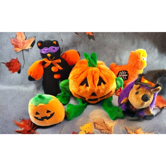 5 DAN DEE+ Halloween Collector Ch Skeleton Llama  Pumpkin + Hedge + Cat Plush EC - Picture 9 of 11